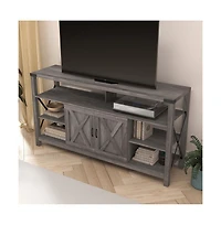 Merrick Lane Green River Media Console With Open And Closed Storage