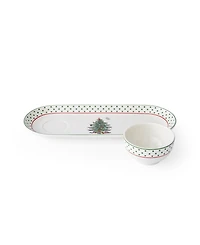 Spode Christmas Tree Polka Dot Chip & Dip