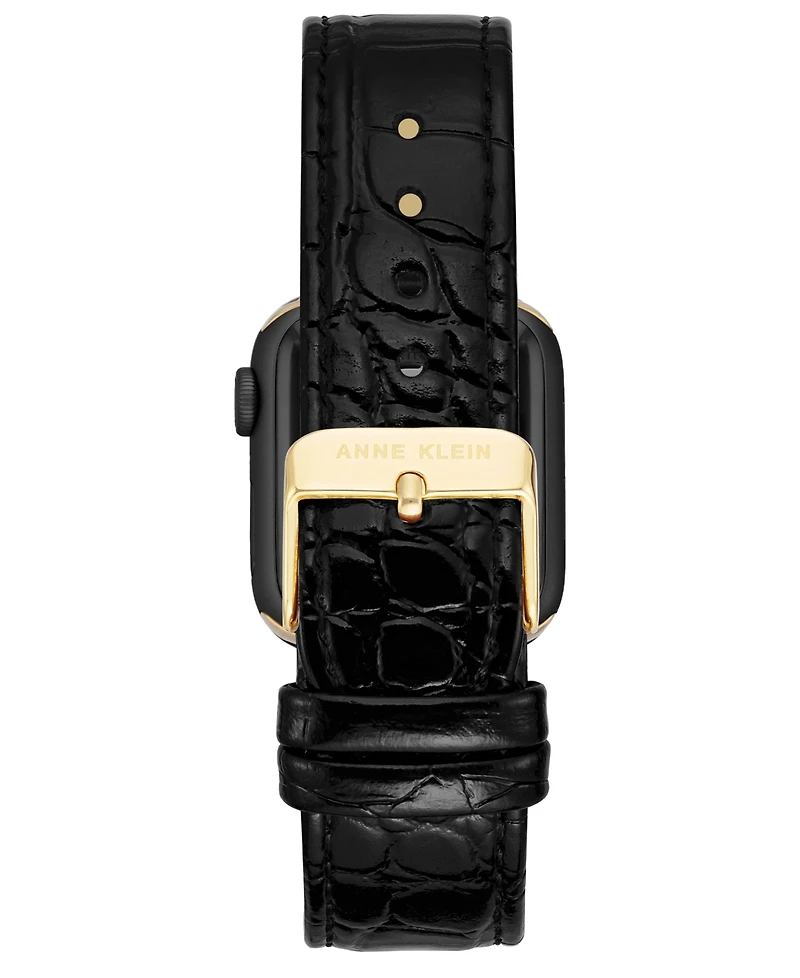 Anne Klein Women's Black Crocograin Genuine Leather Band designed for Apple Watch 42mm (Series 10) & 38/40/41mm