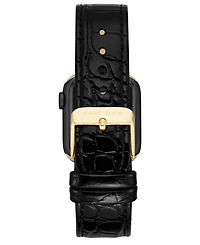 Anne Klein Women's Black Crocograin Genuine Leather Band designed for Apple Watch 42mm (Series 10) & 38/40/41mm