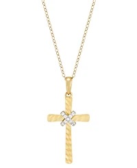 Diamond Accent Cross Pendant Necklace in 14k Gold-Plated Sterling Silver, 16" + 2" extender