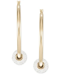 Crystal Pave Fireball Medium Hoop Earrings, 1-5/8"
