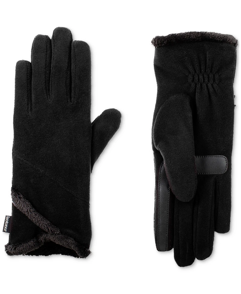 Isotoner Signature Women's Stretch Fleece Overlap Water-Repellent Gloves