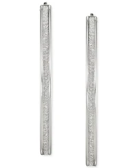 Glitter Oval-Shape Hoop Earrings in Sterling Silver