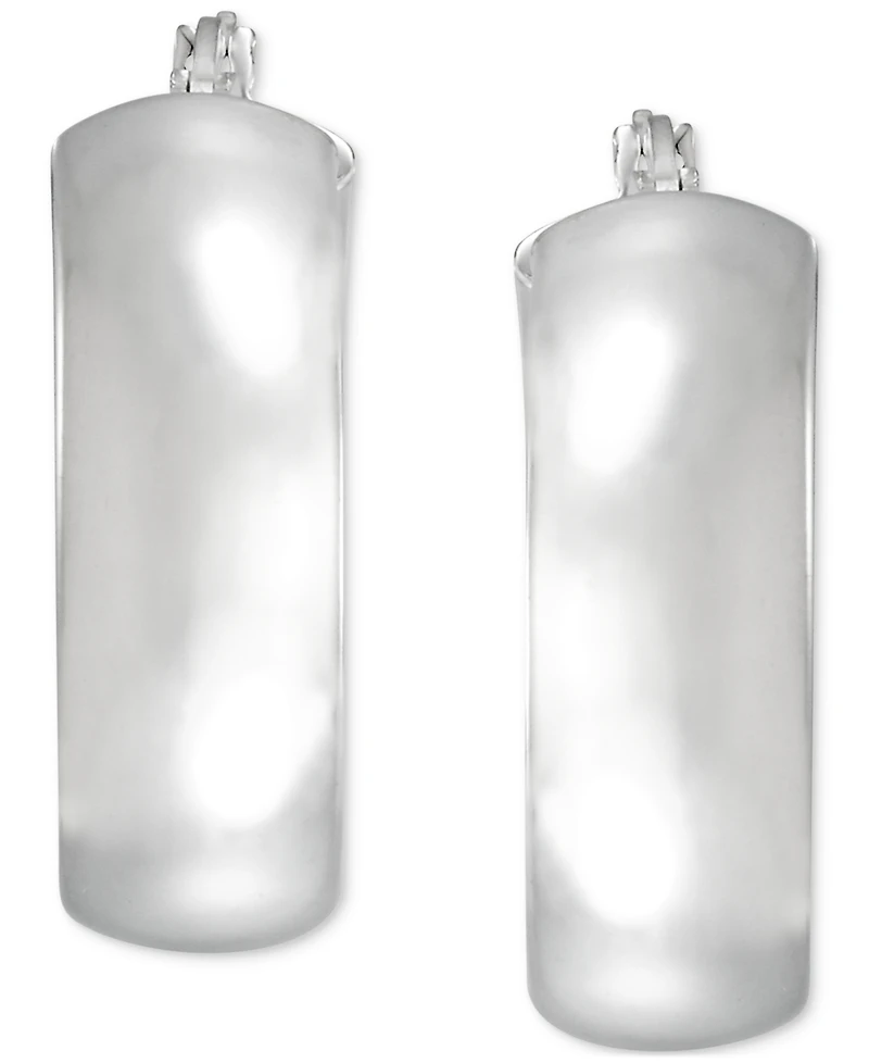 Wide Polished Small Hoop Earrings 14k Gold-Plated Sterling Silver, 20mm