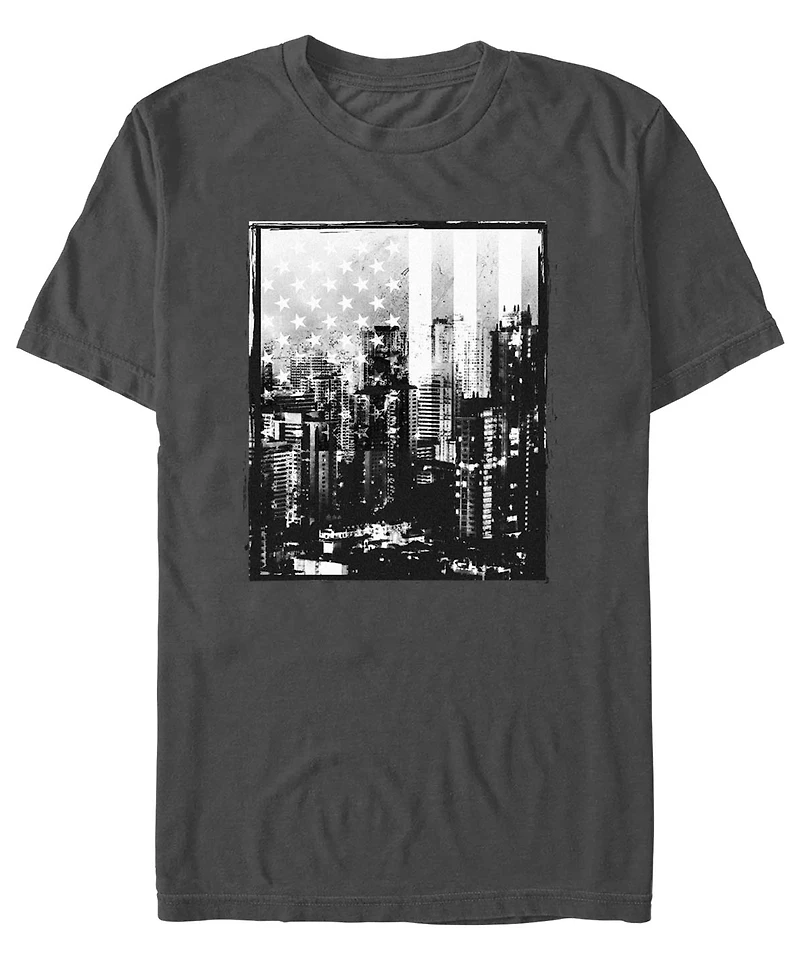 Fifth Sun Men's Generic Additude Distressed Skyline Short Sleeves T-shirt