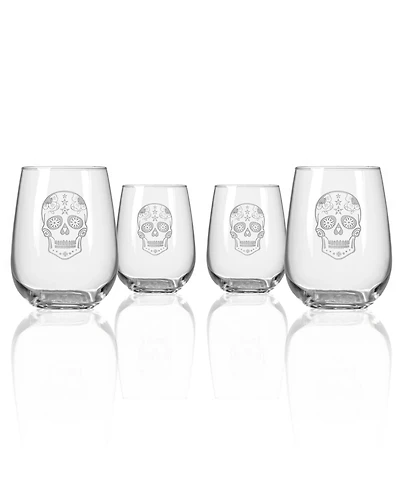 Rolf Glass Sugar Skull Stemless Wine Tumbler 17oz
