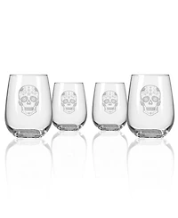 Rolf Glass Sugar Skull Stemless Wine Tumbler 17oz