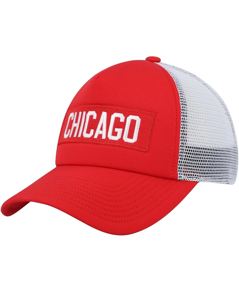 Men's adidas Red, White Chicago Blackhawks Team Plate Trucker Snapback Hat
