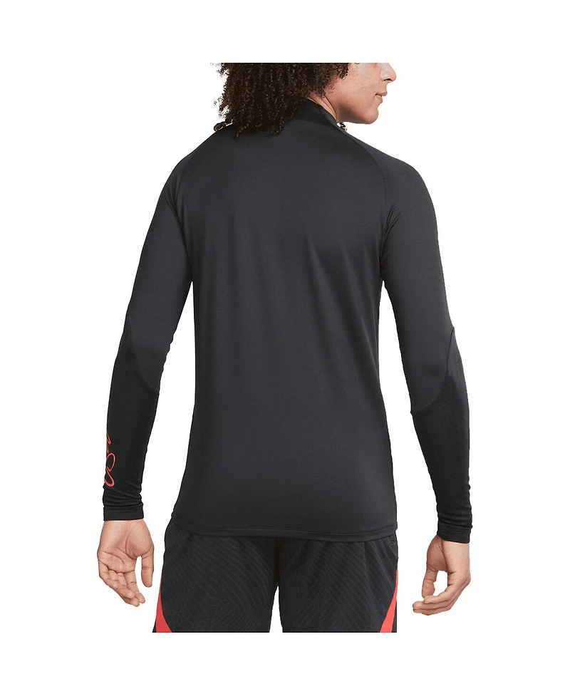 Men's Nike Black Uswnt Strike Drill Performance Raglan Quarter-Zip Long Sleeve Top