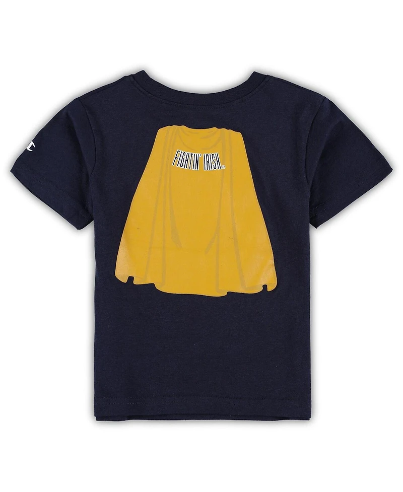 Toddler Boys and Girls Champion Navy Notre Dame Fighting Irish Super Hero T-shirt