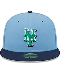Men's New Era Light Blue, Navy York Mets Green Undervisor 59FIFTY Fitted Hat