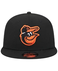 Men's New Era Black Baltimore Orioles Team Color Trucker 9FIFTY Snapback Hat