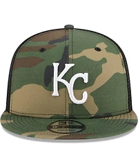 Men's New Era Camo Kansas City Royals Woodland Camo Trucker 9FIFTY Snapback Hat