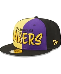 Men's New Era Black, Gold Los Angeles Lakers Pop Front 59FIFTY Fitted Hat