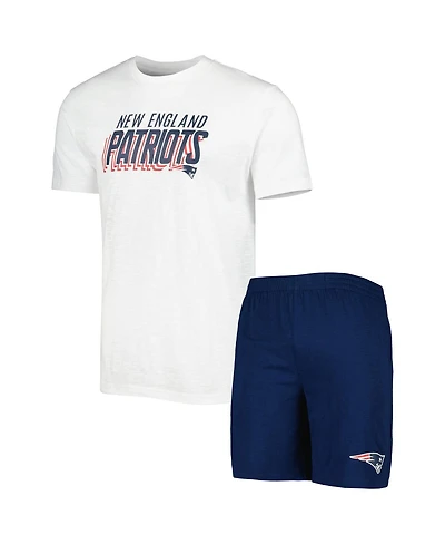Men's Concepts Sport Navy, White New England Patriots Downfield T-shirt and Shorts Sleep Set