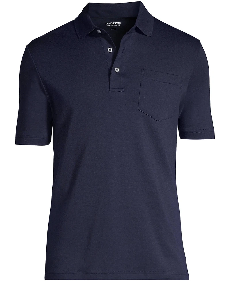 Lands' End Big & Tall Short Sleeve Cotton Supima Polo Shirt with Pocket