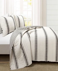 Lush Decor Farmhouse Stripe Reversible Cotton 3-Piece Quilt Set