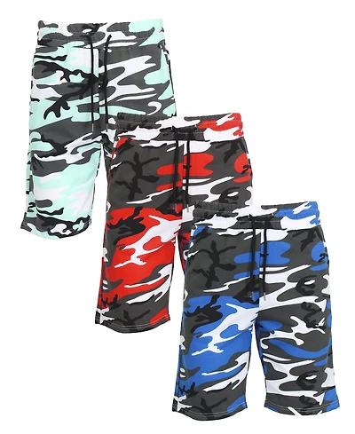 Galaxy By Harvic Men's Camo Printed French Terry Shorts, Pack of 3