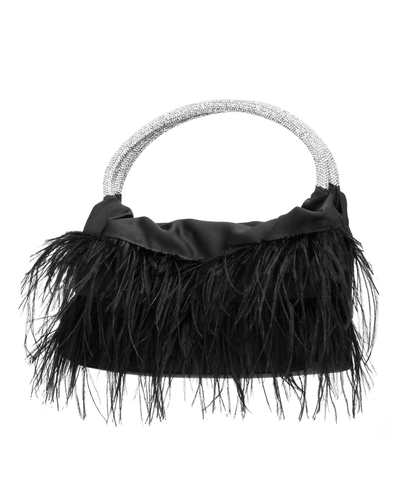 Nina Crystal Handle Feather Pouch