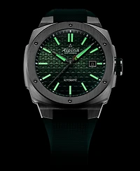 Alpina Men's Swiss Automatic Alpiner Green Rubber Strap Watch 41mm