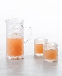 Fortessa Jupiter Beaded Glass Pitcher with 6 Double Old Fashioned Glasses, Set of 7