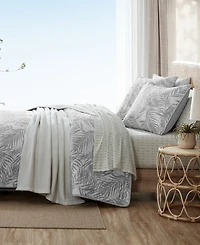 Closeout! Tommy Bahama Home Palmday Cotton Reversible 3 Piece Quilt Set, King