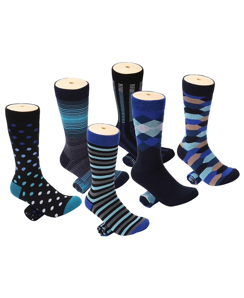 Mio Marino Men's Sharp Twilight Dress Crew Socks 6 Pack