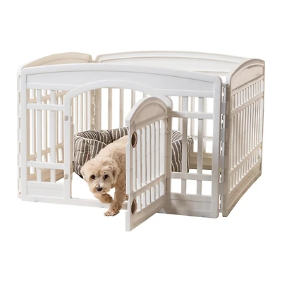 Iris 24-inch 4 Panel Exercise Pet Playpen with Door, White
