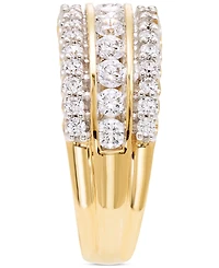 Diamond Three Row Band (1 ct. t.w.) in 14k Two-Tone Gold