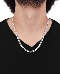 Italian Silver Polished Mariner Link 22" Chain Necklace in 18k Gold-Plated Sterling Silver & Sterling Silver