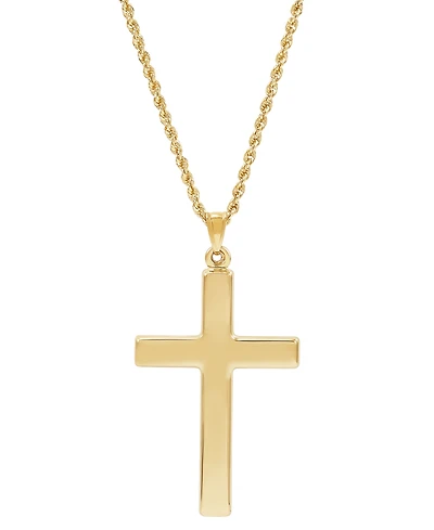 Polished Cross Pendant Necklace in 14k Gold