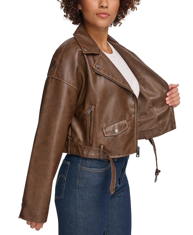 Levi's Women's Cropped Belted Moto Jacket