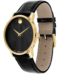 Movado Men's Museum Classic Swiss Quartz Black Leather Watch 40mm