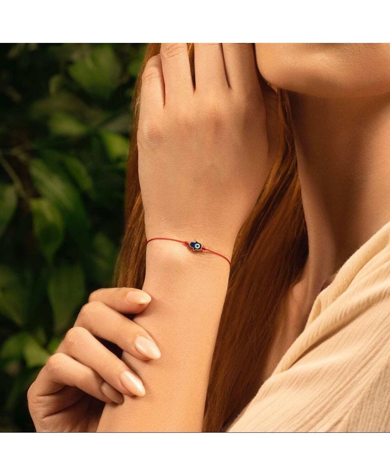 Ultimate Shield - Navy Enamel Hamsa Red String Bracelet