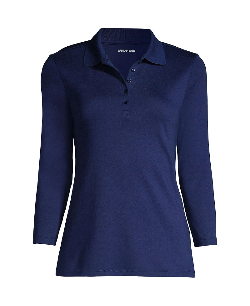 Lands' End Plus Supima Cotton 3/4 Sleeve Polo Shirt