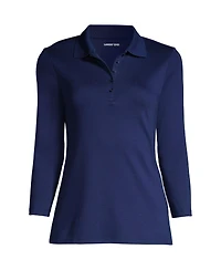Lands' End Plus Supima Cotton 3/4 Sleeve Polo Shirt