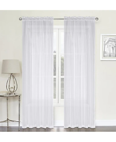 Kate Aurora Montauk Accents Ultra Lux 2 Piece Rod Pocket White Sheer Voile Window Curtain Panels