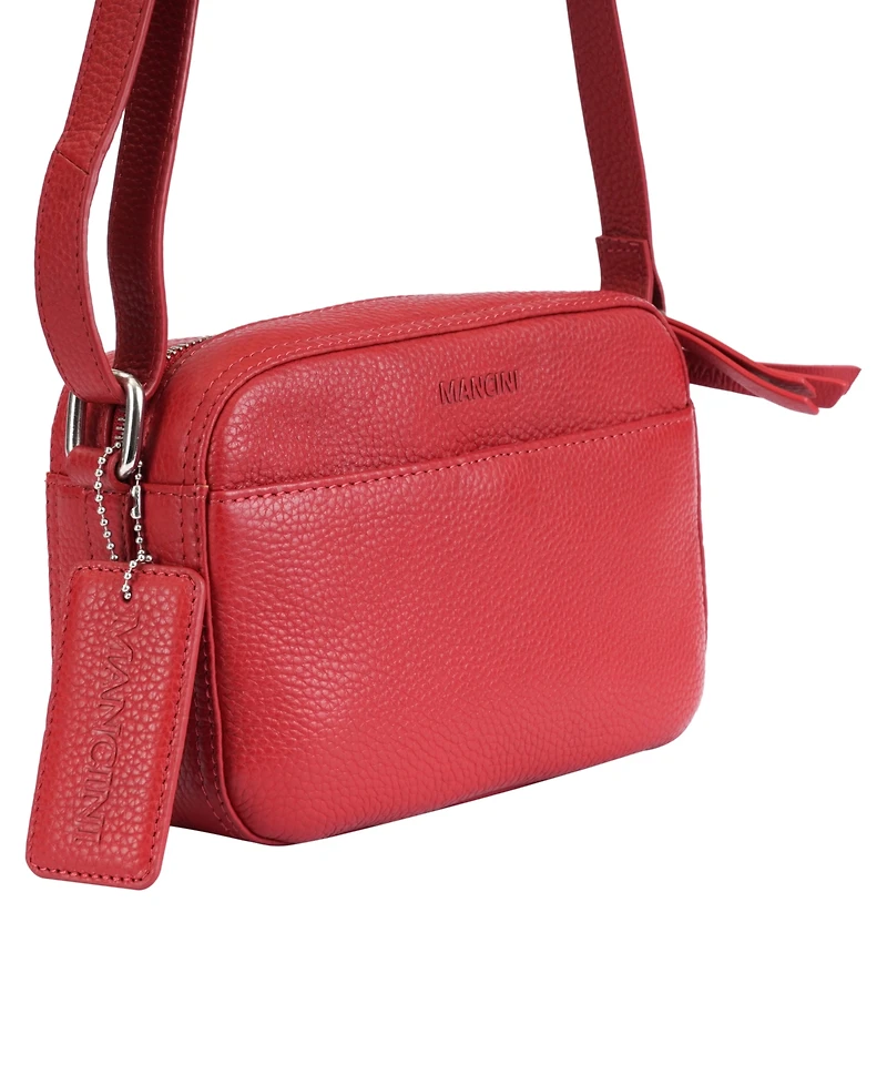 Mancini Pebbled Collection Clara Leather Small Crossbody Bag