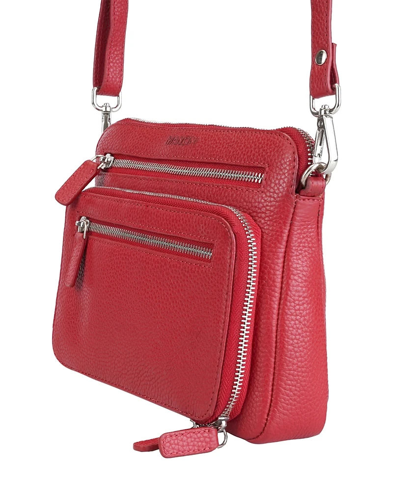 Mancini Pebbled Collection Valerie Leather Mini Crossbody Bag
