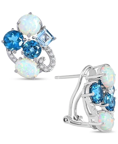 Lab-Grown Opal and Multi-Topaz Earrings Sterling Silver
