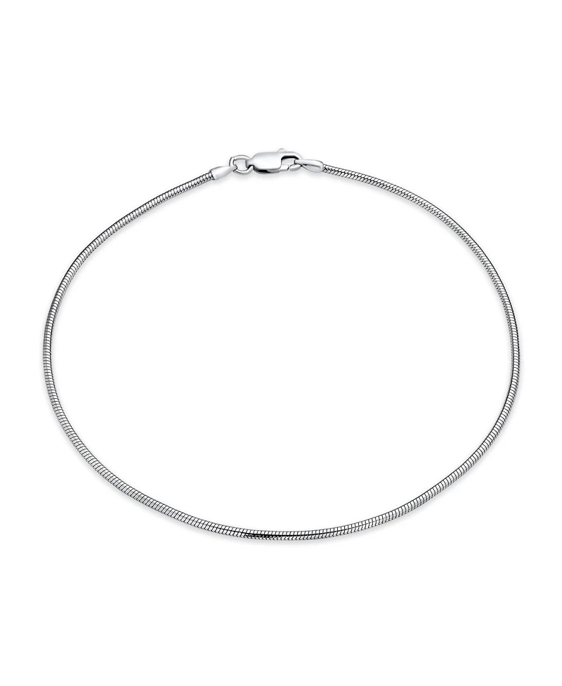 Bling Jewelry Simple Plain Snake Chain Anklet Strong Ankle Bracelet .925 Sterling Silver