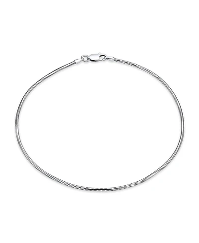 Bling Jewelry Simple Plain Snake Chain Anklet Strong Ankle Bracelet .925 Sterling Silver