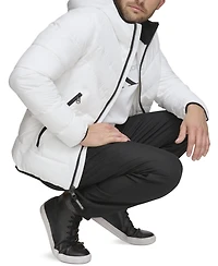 Calvin Klein Men's Chevron Stretch Jacket With Sherpa Lined Hood