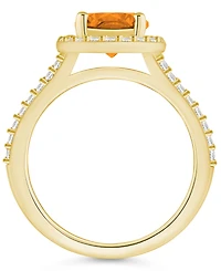 Macy's Citrine (1-3/4 ct. t.w.) and Diamond (1/2 Halo Ring 14K Yellow Gold