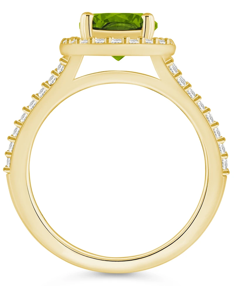 Macy's Peridot (2 ct. t.w.) and Diamond (1/2 Halo Ring 14K Yellow Gold