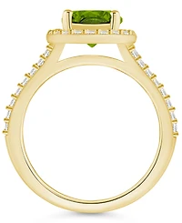 Macy's Peridot (2 ct. t.w.) and Diamond (1/2 Halo Ring 14K Yellow Gold