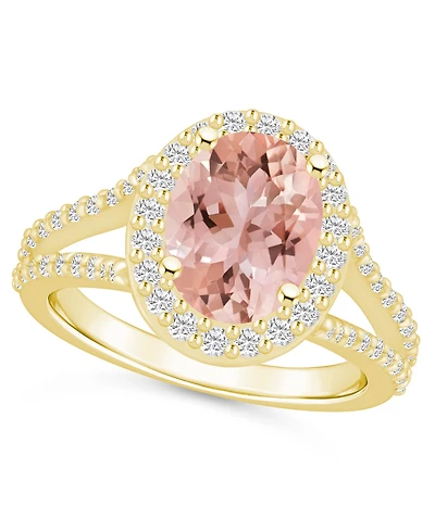 Macy's Morganite (2-1/2 ct. t.w.) and Diamond (3/4 Halo Ring 14K Yellow Gold