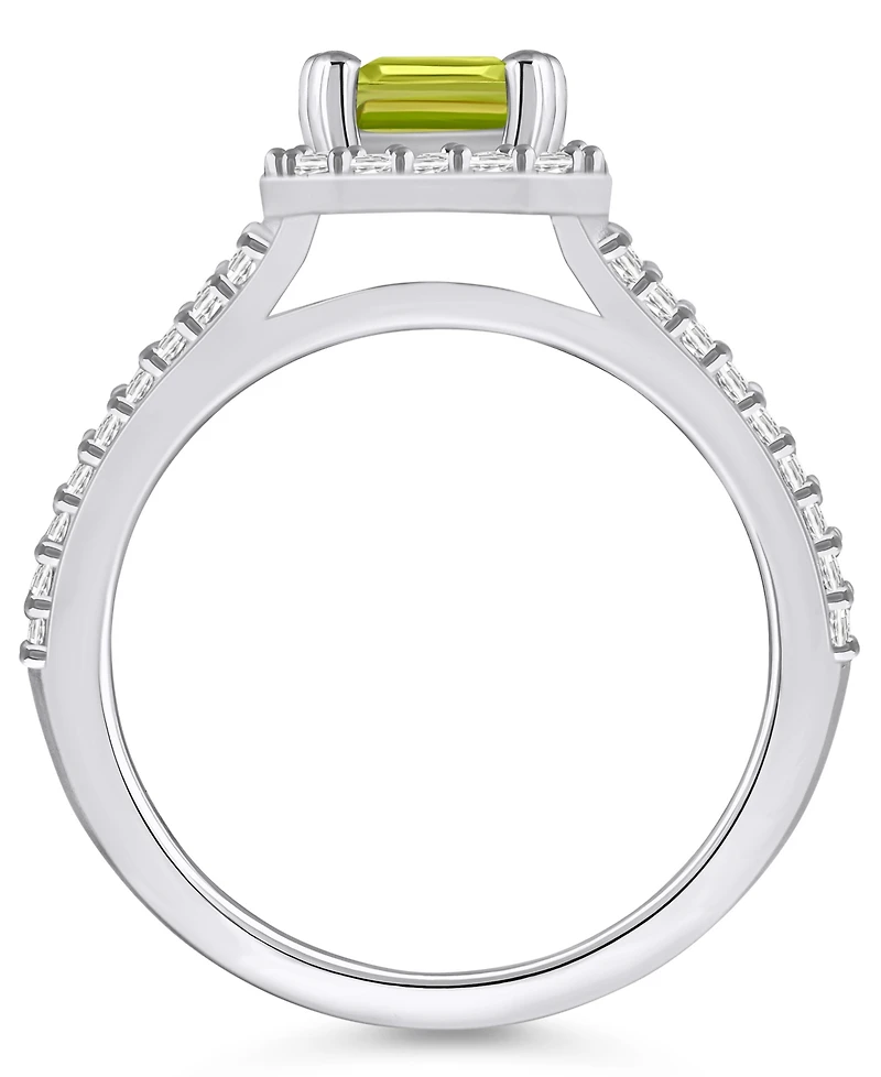 Macy's Peridot (1-3/4 ct. t.w.) and Diamond (1/2 Halo Ring 14K White Gold