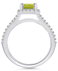 Macy's Peridot (1-3/4 ct. t.w.) and Diamond (1/2 Halo Ring 14K White Gold